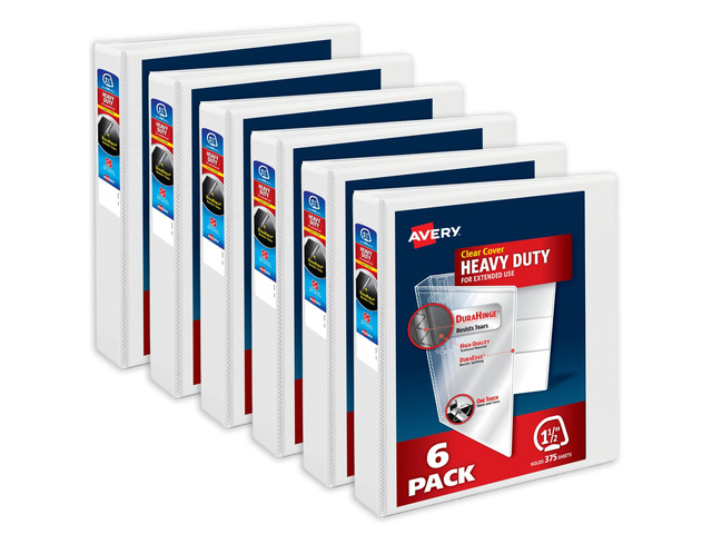Heavy-Duty View 3 Ring Binders, 1.5 Inch One Touch Slant Rings, 375-Sheet Capacity, DuraHinge, 2.1 Inch Wide Spine, Customizable Clear Cover and...