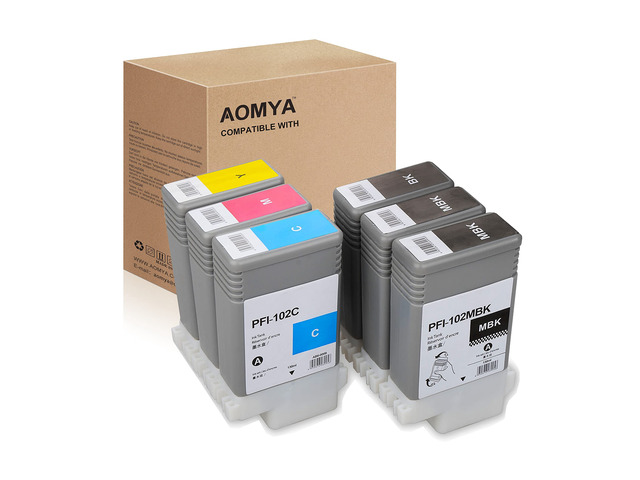 PFI102 PFI-102 Ink Cartridge 130ML (2MB/BCMY) 6-Pack PFI 102 Ink Cartridge Compatible for ImagePrograf iPF500 510 600 605 610 650 655 700 710 720...