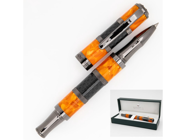 USA Regatta Sport Rollerball Pen, Blue/Yellow Luxury Writing Instrument, Refillable Rollerball Pen, Standard Rollerball Refills