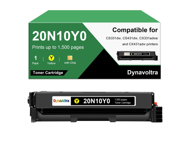20N10Y0 Yellow Toner Cartridge, with Chip, Standard Yield 1,500 Pages, Compatible for Lexmark CS331dw, CS431dw, CX331adwe, CX431adw Printers, 1-Pack