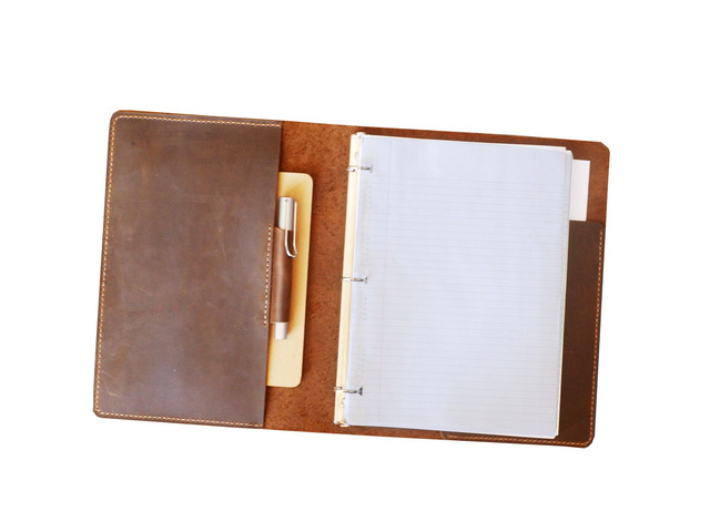 EXTRASTUDIO Full grain Leather 3 Ring Binder Holds 8.5 x 11 Inch Paper Binder Organizer Vintage Leather Portfolio Folder Planner for Office Home...