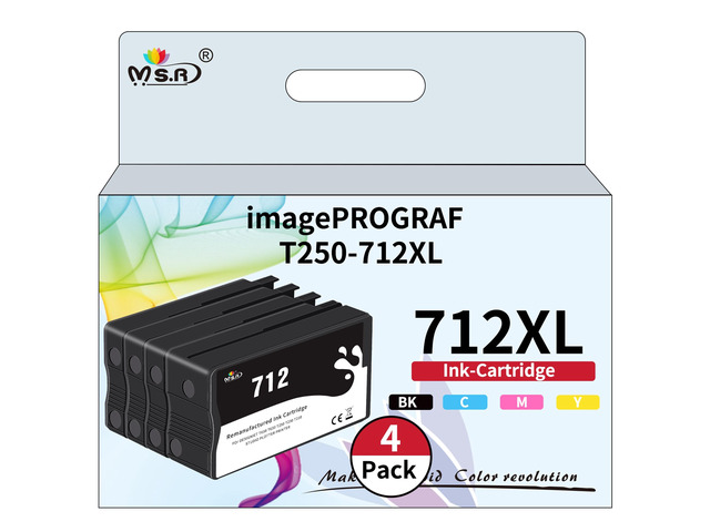 712 Ink Cartridge 3ED71A 3ED67A 3ED68A 3ED69A Remanufactured Replacement for HP Designjet T650 T630 T230 T210 T250 Studio Plotter Printer(4 Pack)