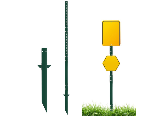 1 Pack 8' Sign Post Stake Metal for Outside, Heavy Duty Yard Sign Stake, Rust, Wind & Dust Resistant Sturdy Metal Pole for Outside, Yard, Road,...