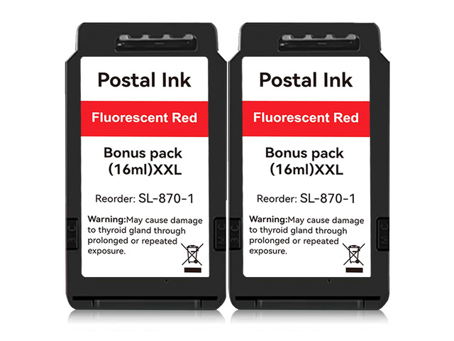 2-Pack SL-870-1 SL8701 XXL High Capacity Fluorescent Red Ink Cartridge Compatible with The PB N e w SendPro Mailstation Postage Meter (CSD1)...