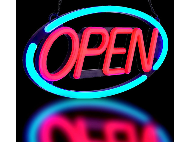 24'' X 12'' Ultra Bright LED Open Sign - Remote Controlled - Get Your Business Seen Day or Night (Blue/Red)