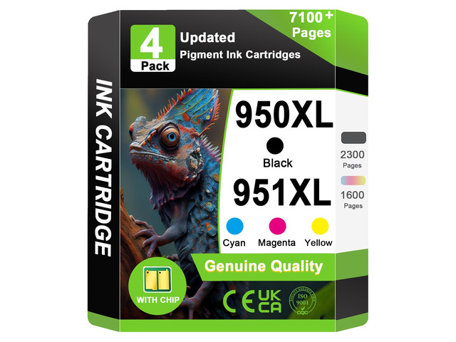 950XL 951XL High Yield Ink Cartridge Use for OfficeJet 8600 OfficeJet Pro 251dw 276dw 8100 8610 8615 8620 8625 8630 Printers (4 Pack)
