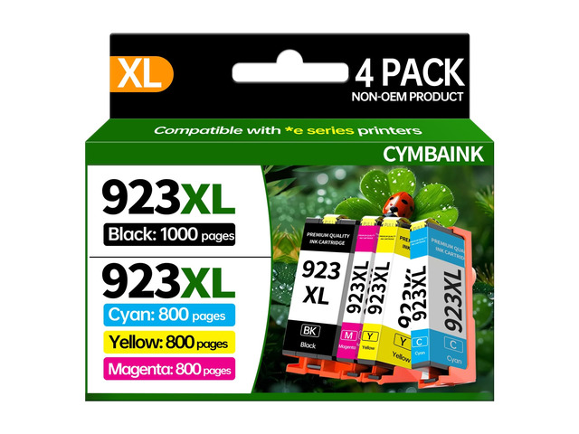 4Pack 923XL Ink Cartridge High-Yield with Chip Compatible with Home Office School Printers Replacement for Pro 8120 8122e 8132e 8124e 8125e 8130...