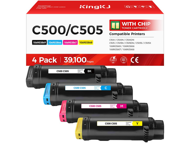 C500 C505 Toner Cartridge 4-Pack High Capacity Replacement for Xerox 106R03869 106R03866 106R03867 106R03868 Compatible with Xerox VersaLink C500...