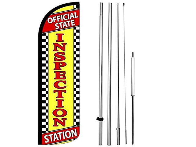 Official State Inspection Station - Windless Feather Swooper Flag Sign Kit yz-h