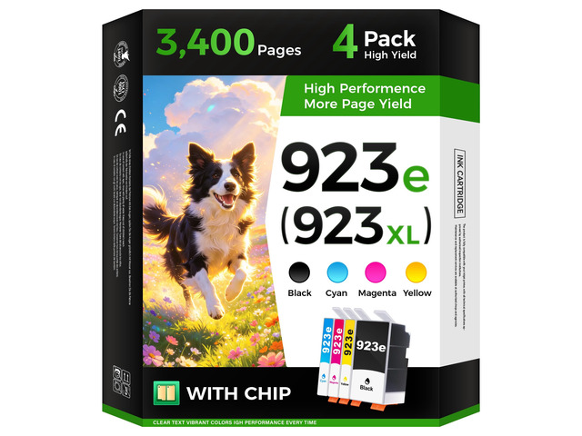 923 923e Ink Cartridges with chip 4-Pack High Yield Replacement for HP 923e 923XL 923 Ink Compatible for HP OfficeJet Pro 8135e 8138e 8139e 8122e...