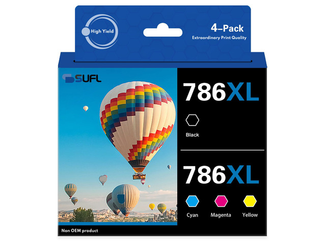 Remanufactured T786XL 786XL Ink Cartridges (4-Pack) Sfl Compatible Replacement for T786 T786XL Ink Cartridge with Workforce Pro WF-4630 WF-5690...