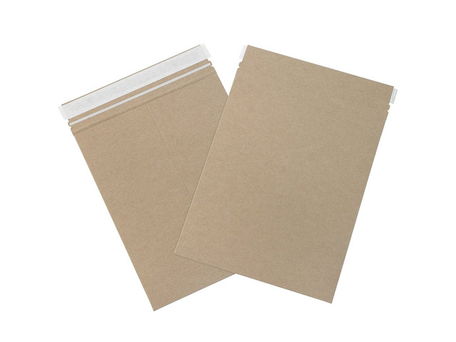 9 3/4 x 12 1/4' Stayflats Brand Rigid Flat Mailers, Kraft (Pack of 100) Photo Document Mailers, Peel & Seal Closure, Tear Strip Easy Opening