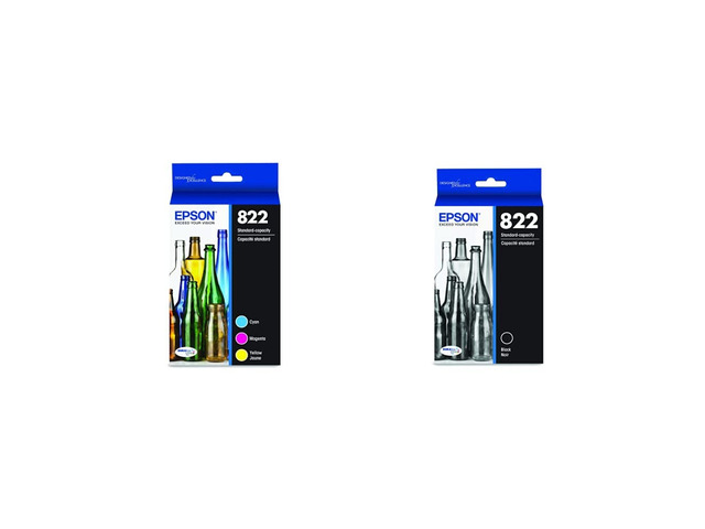 822 Standard Capacity, Cyan, Magenta, Yellow Jaune & T822 DURABrite Ultra Ink Standard Capacity Black Cartridge (T822120-S) for Select Workforce...