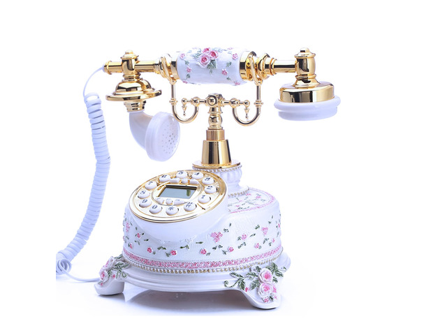 Home Telephone White Floral Home Phones Decorative Modern Landline Telephones Desktop Phone for Home Office Decor