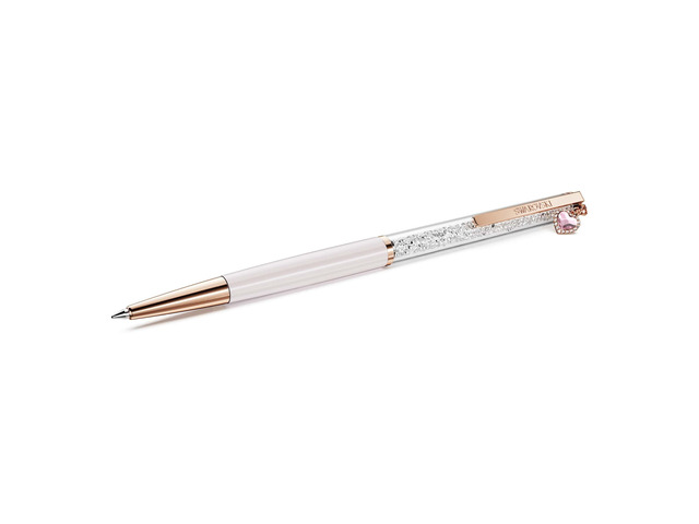 Crystalline ballpoint pen, Heart, Pink, Pink lacquered, Rose gold-tone plated