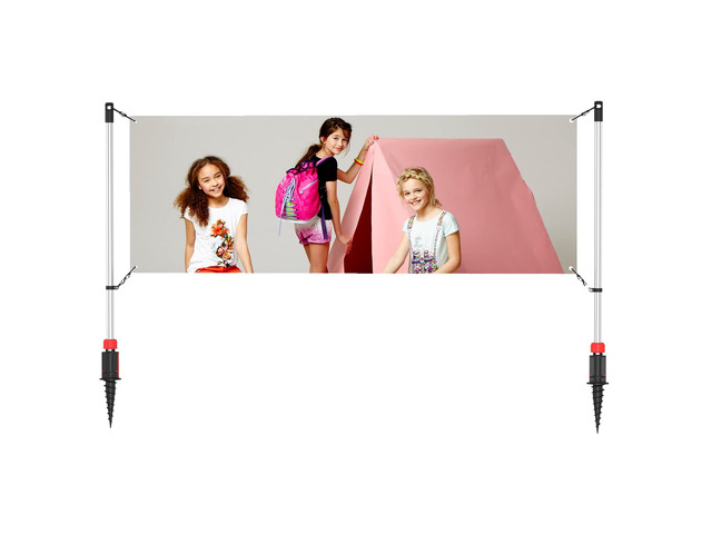Adjustable Banner Pole Holder with Stake Outdoor Horizontal Banner Post Stand for 10'W X 3'H Banner,Advertising Displays Stand Yard Sign Displays...