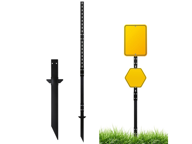 1 Pack 8' Sign Post Stake Metal for Outside, Heavy Duty Yard Sign Stake, Rust, Wind & Dust Resistant Sturdy Metal Pole for Outside, Yard, Road,...
