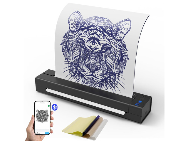 Wireless Tattoo Stencil Printer for Transfer Paper Rechargeable Thermal Tattoo Printer, Fast A4 Printing, Compatible with iOS/Android/Windows, 30...