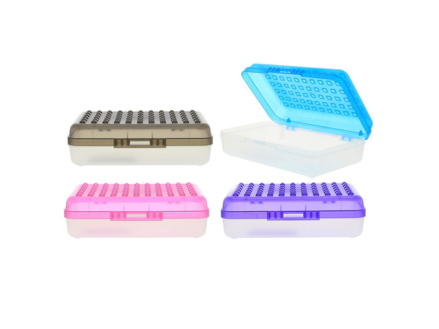 Regal Multipurpose Pencil Box, 8 x 5.25 in, 24-Case Regal tinted-lid multipurpose pencil box, Snap-latch lid for pens, Tools, Crafts, Bulk pack