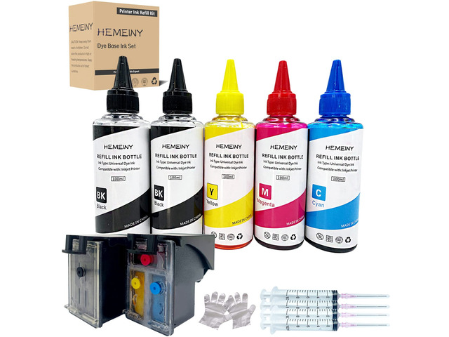 62XL Ciss Ink Cartridges and Ink Refill Bottles Compatible with HP Envy 5540 5541 5542 5543 5544 5545 5547 5548 5549 5640 5642 5643 5644 5660 5661...