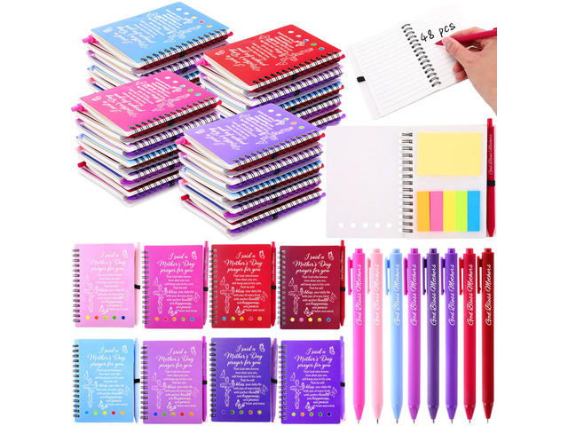 48 Sets Mother's Day Christian Gifts Bulk Bible Verse Spiral Notebooks with Sticky Note Religious Ballpoint Pens Prayer Journal Church Gifts for...