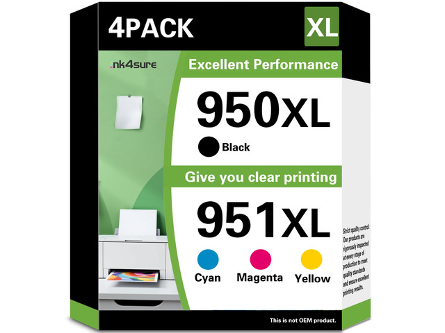 950XL 951XL High Yield Ink Cartridges (1Black/1Cyan/1Magenta/1Yellow) Replacement for HP OfficeJet Pro 8600 8610 8620 8100 8630 8660 8640 8615 76DW...