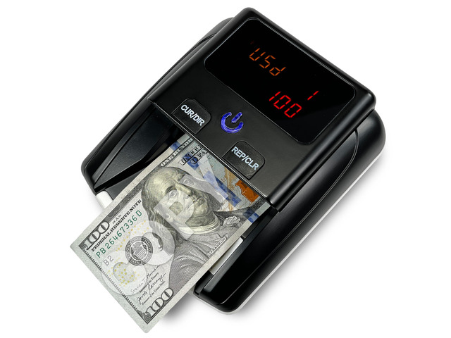 K605 Counterfeit Bill Detector for US Dollars, Automatic 4 Ways Feeding, Checks for UV(Ultraviolet), MG(Magnetic), IR(Infrared), Paper Quality and...