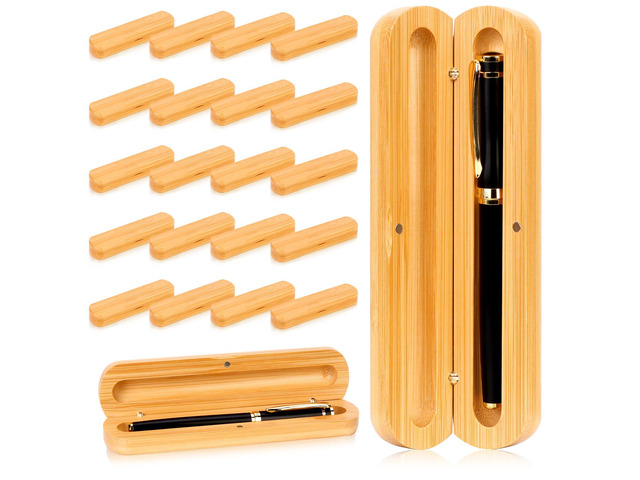 24 PCS Single Wooden Pen Case with Magnetic Pen Boxes Gift Empty Pen Display Case Wood Pens Presentation Box with Lid Ink Pens Holder for Men Women...