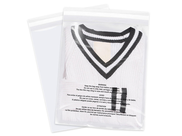13' x 15' (1000 Count) - Clear Poly Bags with Suffocation Warning Self Seal for Packaging, Shirts, Clothing & FBA - Permanent Adhesive