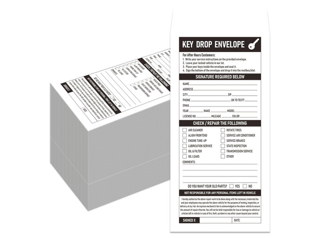 1000 Pcs Key Drop Envelopes for Overnight or Early Birds, 4-1/8x9-1/2 Inch Key Envelopes for Auto Shop Supplies or Automotive Supplies(White)