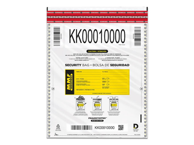 Cash Transmittal Bags 12W x 16H Pack of 100 Unique Alphanumeric Numbering Self-Sealing Adhesive Four Tamper Indicators Folded Bottom ...