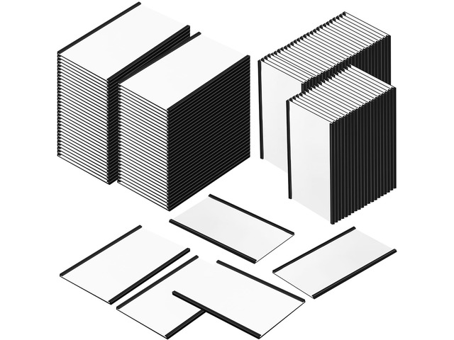 100 Pieces C Channel Magnetic Label Holders Set 3 x 5 Inch Magnet Shelf Label Holder with Protective Films and Replacement Strips for Metal Racks...
