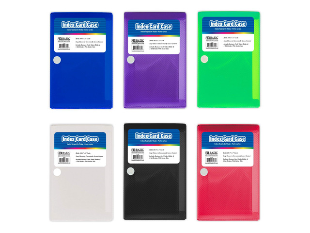 3 x 5 In Index Card Case, 5-Tab Dividers, Holds 100, 36-Case 5-tab dividers and a snap closure that holds up to 100 cards
