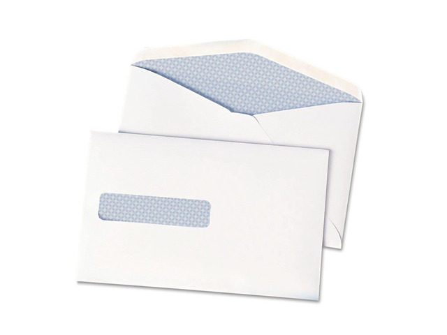 Security Envelopes, 1 Window, Postage Saver Letter Rate Fee w/Flat Mailer Capacity, 6 x 9 1/2 Inches, 28 lb White, 500/Box (QUA90063)