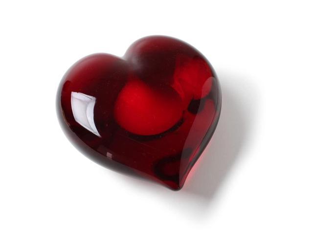 Murano Style Art Glass Red Heart Paperweight Hand Blown - Keepsake/Offices Hand Blown Glass Heart Ornament, Desk Display - A Keepsake for Décor...