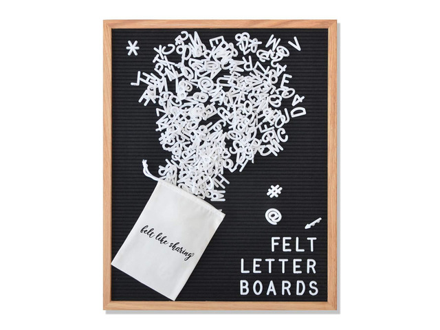 Black Felt Letter Board 16x20 Inches, Changeable Letter Board Plus 348 White Plastic Letters, Warm Oak Frame Wooden Letter Board w/Sawtooth Wall...