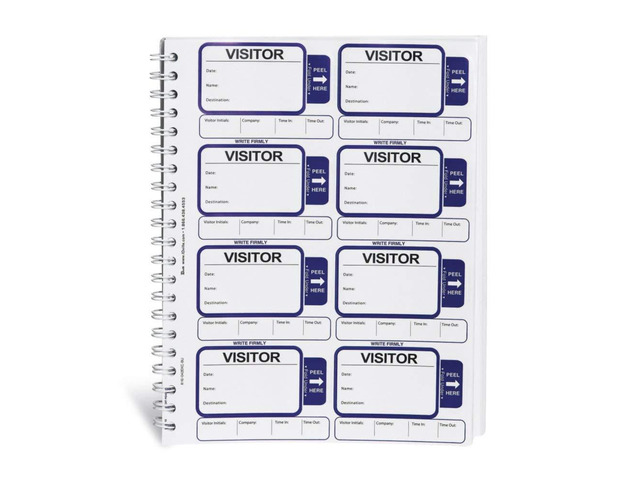 Visitor Log Book, Spiral-Bound Self Expiring Visitor Badges, Guest Register Book, Carbon Copy - 200 Badges