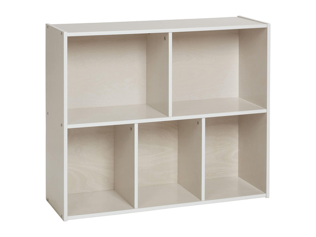 Streamline 5-Compartment Single-Sided Storage Cabinet, 30in, Kids Furniture, White Wash