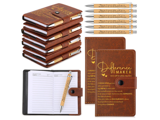 30 Sets Difference Maker Appreciation Gifts for Men Inspirational A5 Leather Notebooks with Pens Employee Thank You Gifts for Men Women Coworker...
