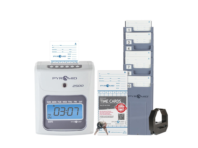 Small Business 2500 Time Clock Bundle, Ivory Tracks worked time for unlimited number of employees