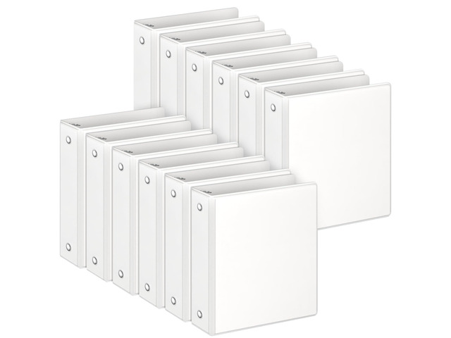 3 Ring Binders, 2' Round Rings 12 Pack, Fits 8.5x11in, View 2 Pocket, White for 8.5x11 Inch Paper, for Customizable Covers, Three Ring, for...