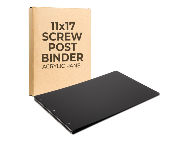 11x17 Binder, Acrylic Fixed 3-Post Landscape Document Organizer. Elegant Black Portfolio Art Binder for Artwork Storage, Display Tattoo Book,...