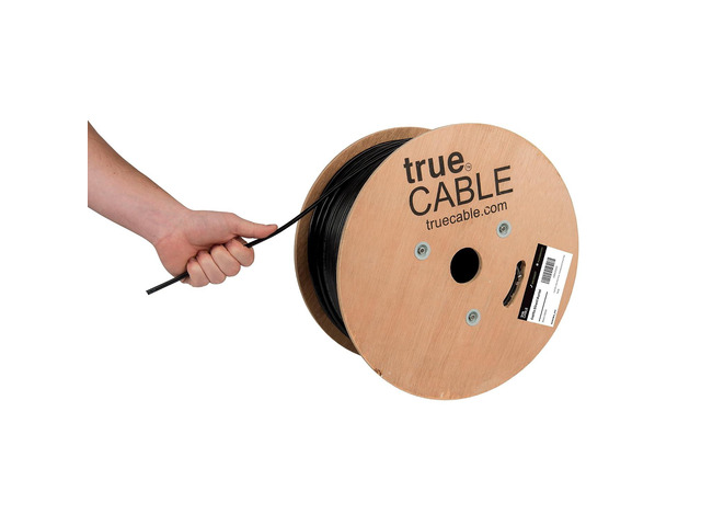 TRUE CABLE Cat5e Direct Burial Bulk Ethernet Cable, Unshielded U/UTP, 1000ft, Black, Waterproof, Outdoor OSP Jacket, 24AWG Solid Bare Copper,...
