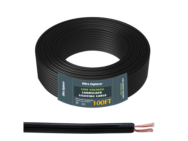 16/2 Low Voltage Landscape Lighting Wire, Outdoor Direct Burial Cable, 16 Gauge 2 Conductor, 100 Feet