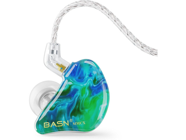 BASN 1BA+2DD Hybrid Driver in Ear Monitor Wired Headphones (Ice Green) triple driver noise isolating iem earphones with 2 mmcx detachable cables,...
