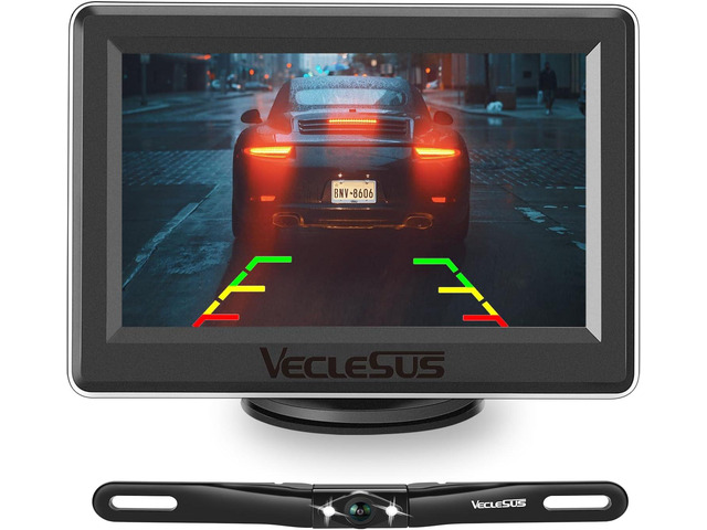 VM1 Wired Backup Camera Kit with 4.3 Monitor, 1080P License Plate Camera, IP68 Waterproof Night Vision, Reverse/Continuous View for Car, SUV,...