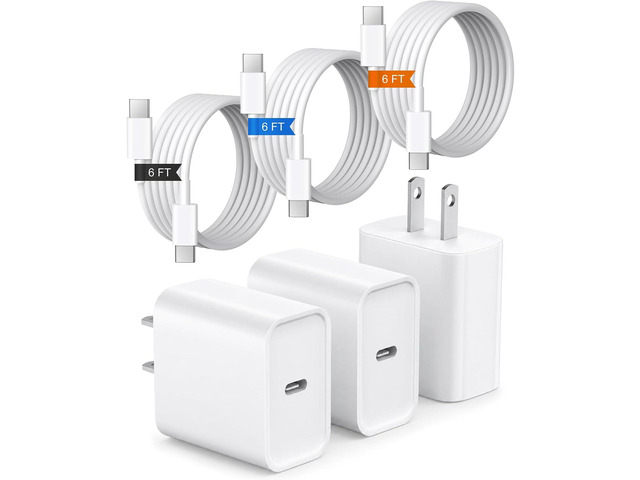 iPhone 17 16 15 Charger Fast Charging 3+3Pack Type C Charger USB C Chargers Block with 6FT Cable for iPhone Air/17/17 Plus/17 Pro/17 Pro Max/16/16...