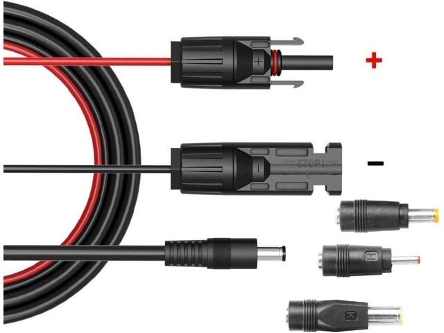 Solar Panel Connectors Compatible with M-C-4 Solar Connectors to DC Extension Cable 16AWG with DC 5.5mmx2.1mm, DC3.5x1.35mm,DC5.5x2.5mm and DC8mm...