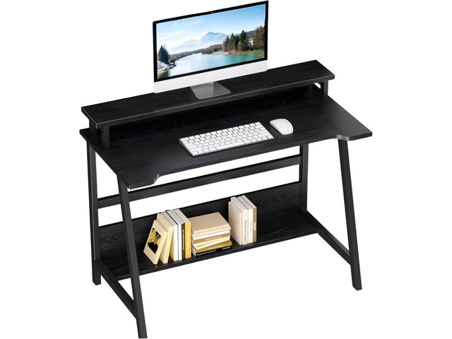 ALISENED 31.5 Inch Small Office Desk with Storage, Small Desk for Small Spaces, Compact Home Office Desk, Mini Study Desk for Bedroom, Black