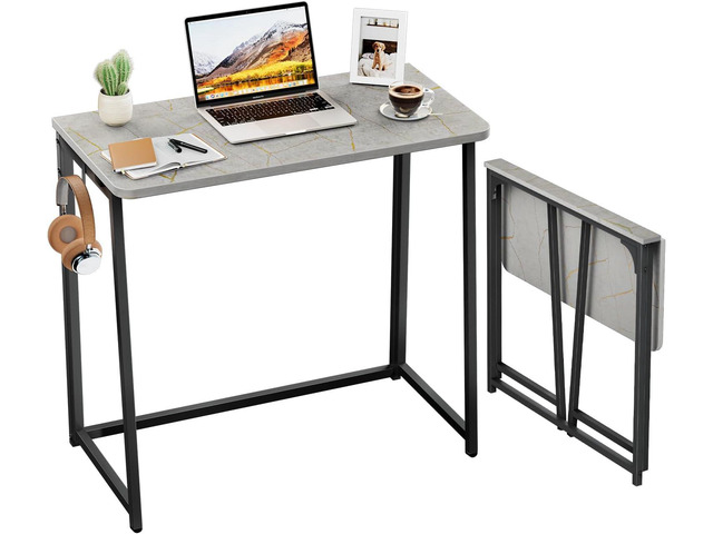 WOHOMO Folding Desk, 31.5' Foldable Computer Table for Small Spaces, Grey